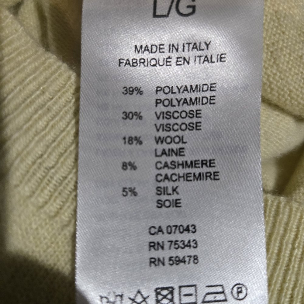 NWT Bianco & Blu Italy Wool Cashmere Silk Sweater - Butter Yellow Luxury Knit - Picture 2 of 7